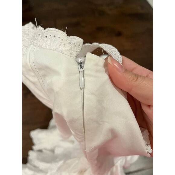 Vintage Betsey Johnson Dress Tiered Eyelet White Ruffles size 8 Cottagecore Boho - Picture 9 of 11